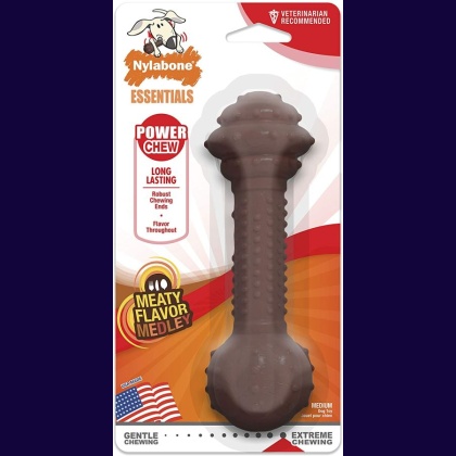 Nylabone Essentials Power Chew Barbell Meaty Medley Flavor