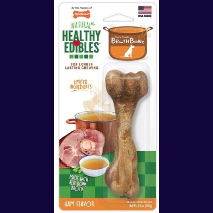 Nylabone Healthy Edibles Broth Bone Ham Flavor Large