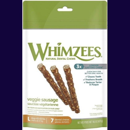 Whimzees Natural Dog Treats - Veggie Sausage Sticks