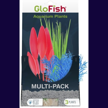 Tetra GloFish Aquarium Plant Multi-Pack Green, Blue, and Orange