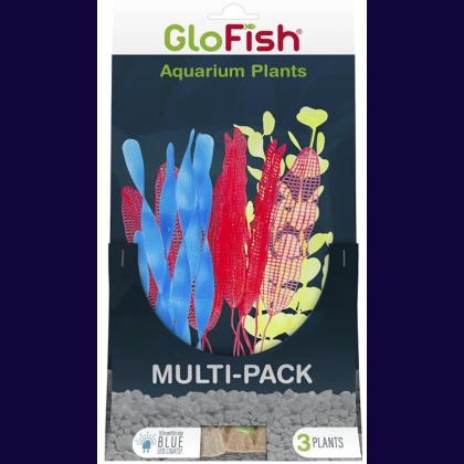 Tetra GloFish Aquarium Plant Multi-Pack Yellow, Blue, and Orange